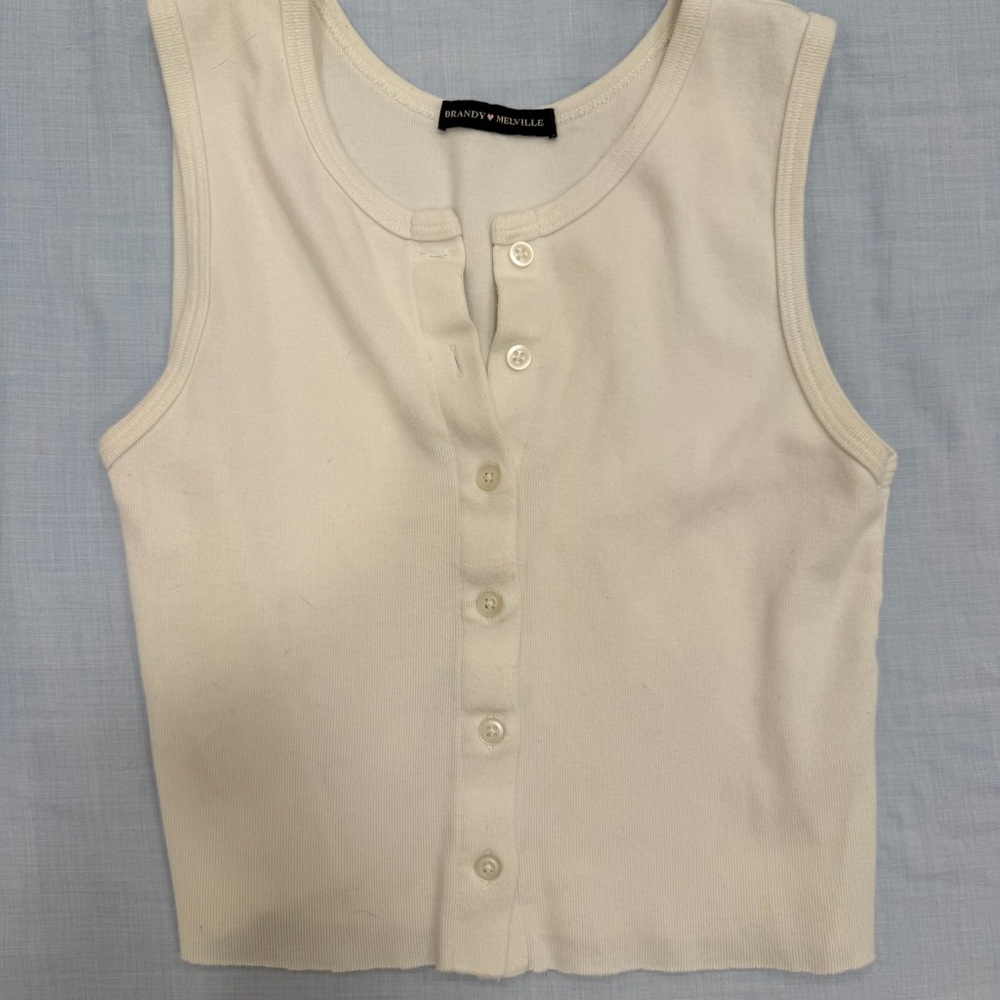 Brandy Melville White Button Tank